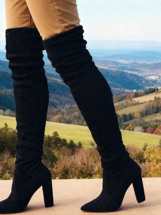 Shoes - ❤ Best Seller ❤Nikie black faux suede boots over knee